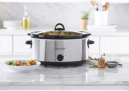 Crock-Pot 7 Quart Oval Manual Slow Cooker – Stainless Steel Fresh 3E953