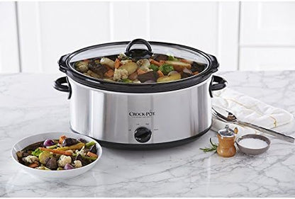 Crock-Pot 7 Quart Oval Manual Slow Cooker – Stainless Steel Fresh 3E953
