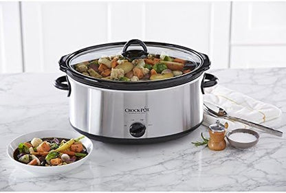 Crock-Pot 7 Quart Oval Manual Slow Cooker – Stainless Steel Fresh 3E953