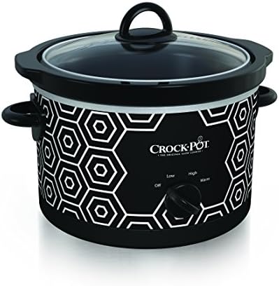 Crock-Pot 4.5 Quart Portable Slow Cooker – Black & White Prime 8F213