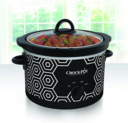 Crock-Pot 4.5 Quart Portable Slow Cooker – Black & White Prime 8F213