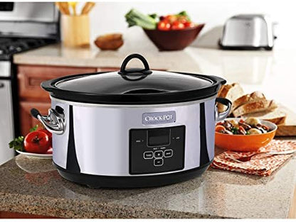 Crock-Pot 7 Quart Programmable Slow Cooker – Polished Platinum Core 36B5E
