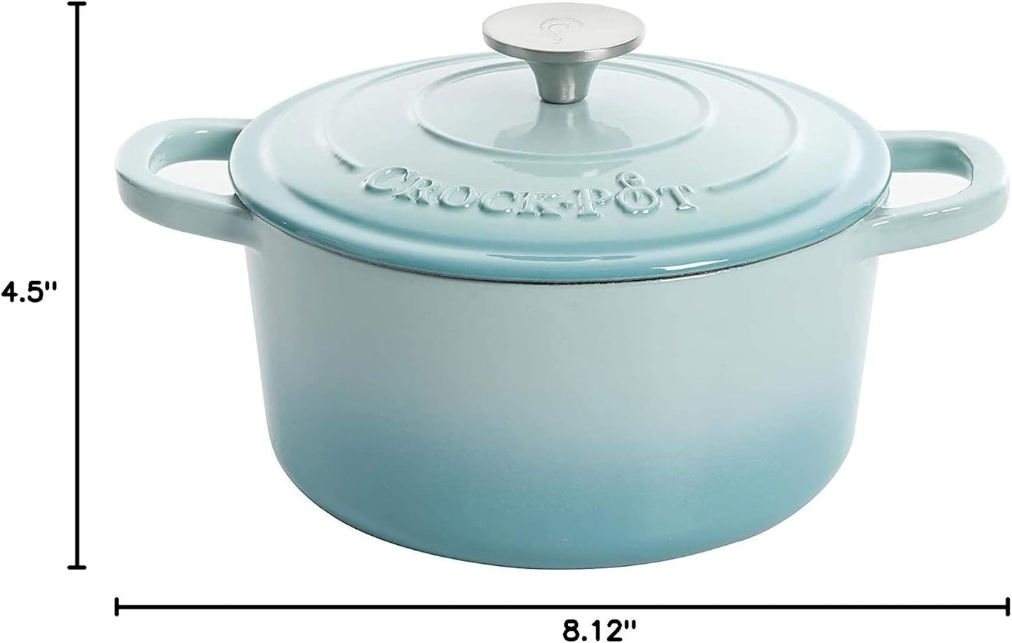 Crock-Pot 3 Quart Enameled Cast Iron Dutch Oven – Aqua Updated 02E5D