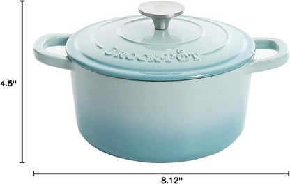 Crock-Pot 3 Quart Enameled Cast Iron Dutch Oven – Aqua Updated 02E5D