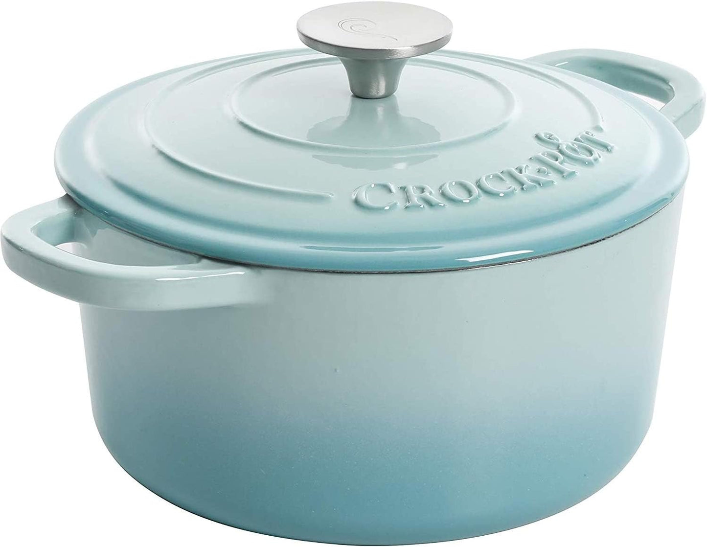 Crock-Pot 3 Quart Enameled Cast Iron Dutch Oven – Aqua Updated 02E5D